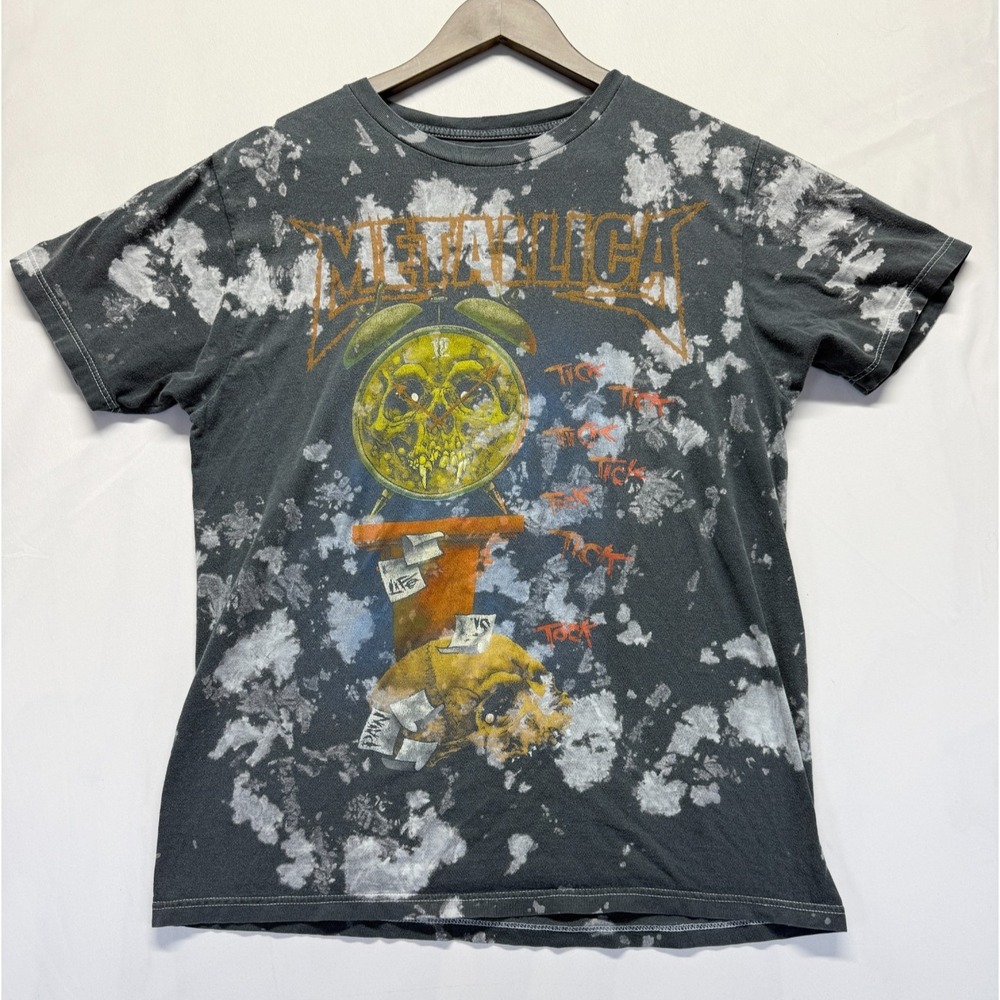 Bravado Metallica T Shirt Mens Medium Gray Bleach Tie Dye Graphic Death Is Pain